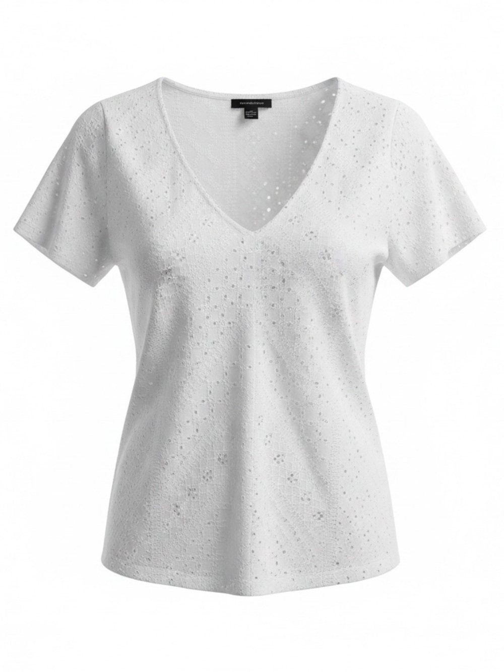 torrid White Eyelet V-Neck Crochet Blouse